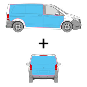 Kastenwagen Fahrzeugbeschriftung auf den Seitenflächen und dem Heck
