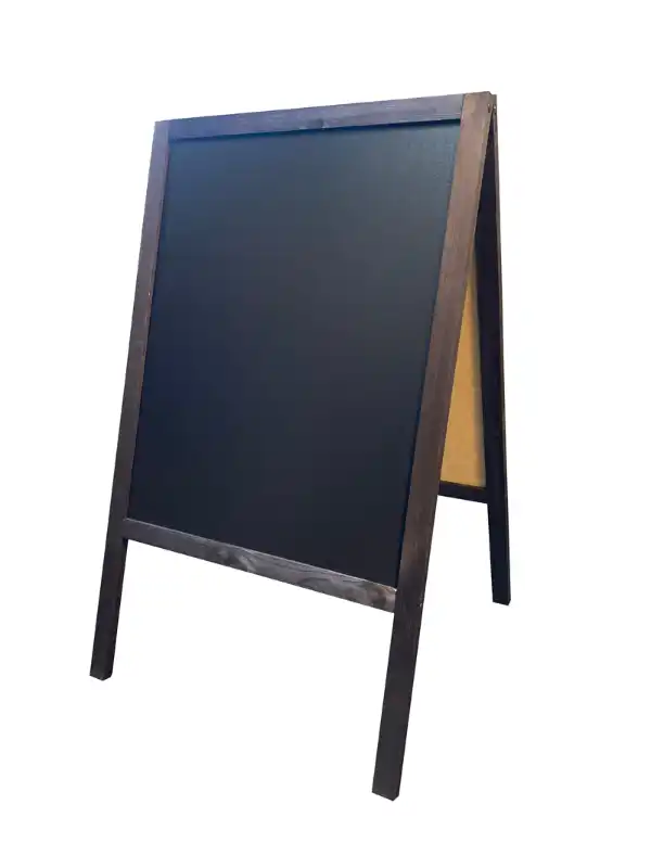 Kreidetafel Kundenstopper Holz schwarz gebeizt inkl. 8 Maker Board blanko