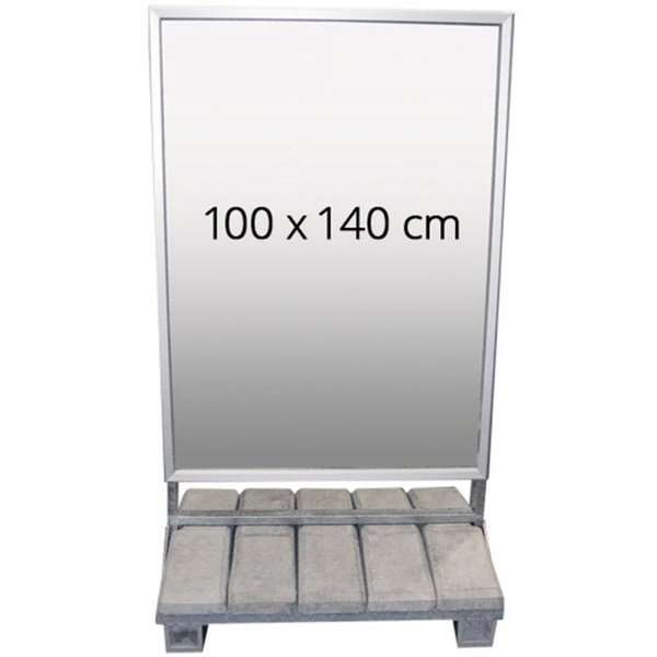 Schwerer Kundenstopper 100 x 140 - Edelstahlrahmen & Betonfuß für maximale Windstabilität-Größe