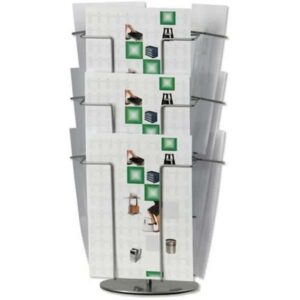 Drehbarer Tisch Prospektständer, silber für 9 x A4