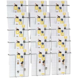 Drahthalter für die Wand 15 x DIN A4, silber mit Zeitschriften