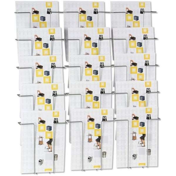 Drahthalter für die Wand 15 x DIN A4, silber mit Zeitschriften