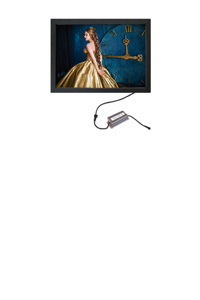 LED-Display A2 einseitig, schwarzer 33 mm Rahmen, wetterfest, inklusive 12 V-Trafo